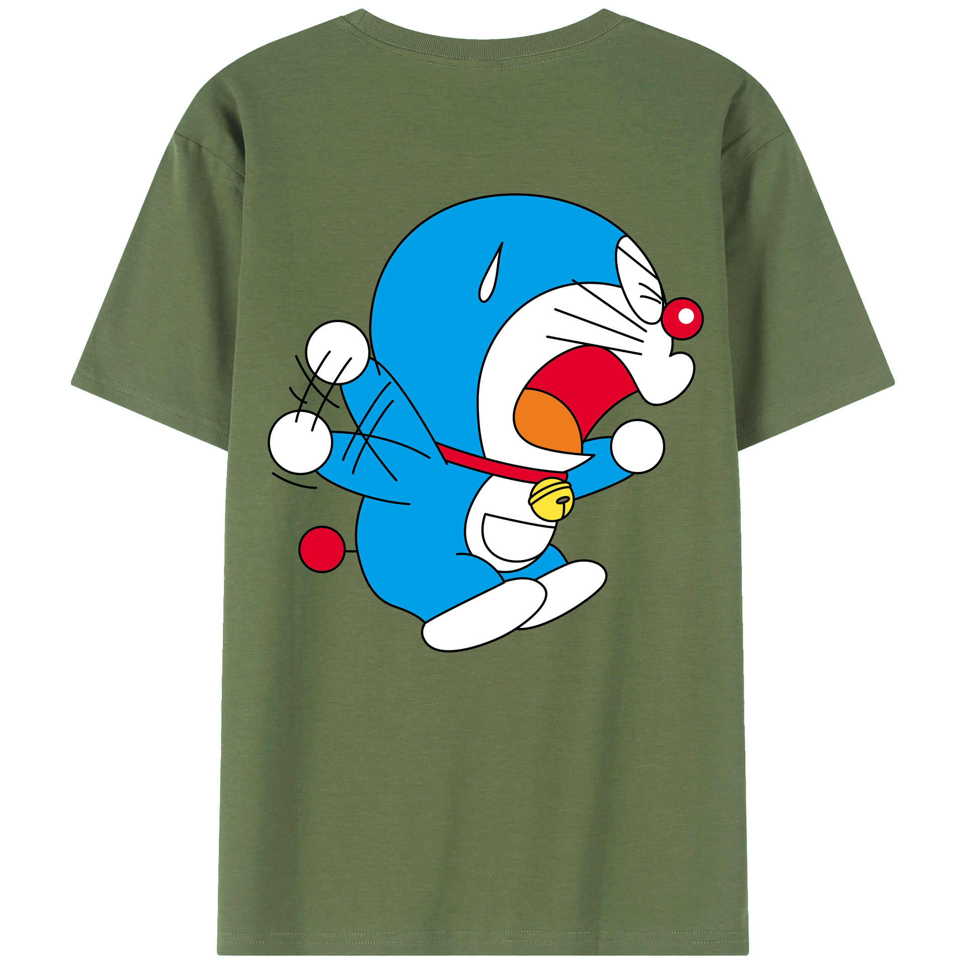 （画像用） ドラえもん Doraemon 綿100％ メンズ半袖Tシャツ（バックプリント） 通気性